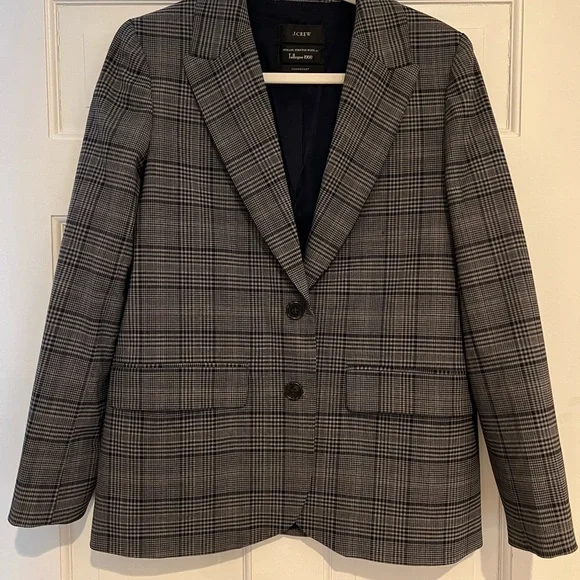 J. Crew Navy and Gray Plaid Women's Sommerset Blazer size 8 - Picture 1 of 16